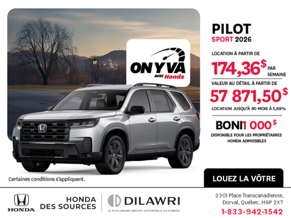 Obtenez le Honda Pilot 2026 !