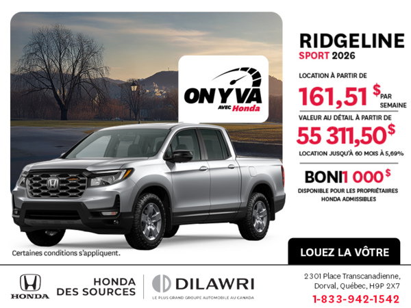 Obtenez le Honda Ridgeline 2026 !