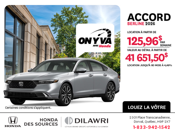 Obtenez la Honda Accord 2026 !
