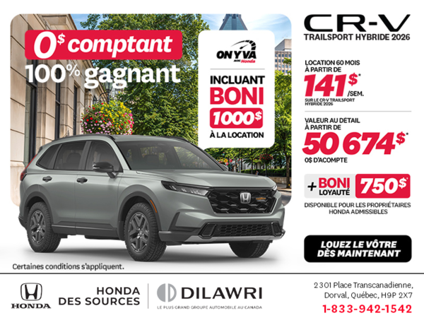 Obtenez la Honda CR-V Hybride 2026!