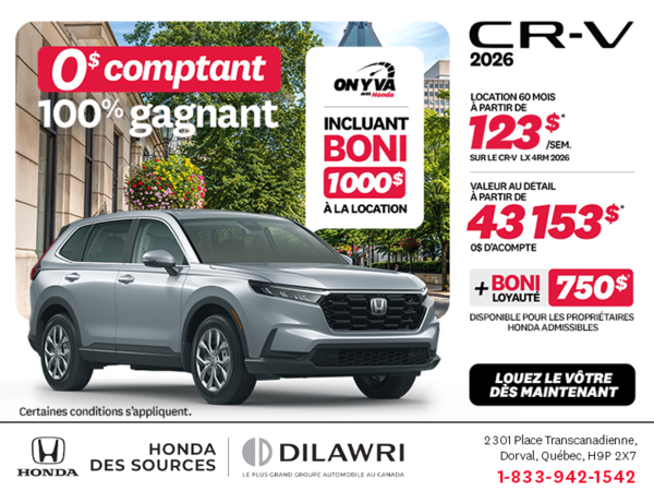Obtenez le Honda CR-V 2026!