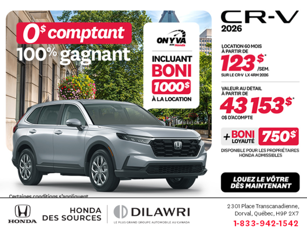 Obtenez la Honda CR-V 2026!