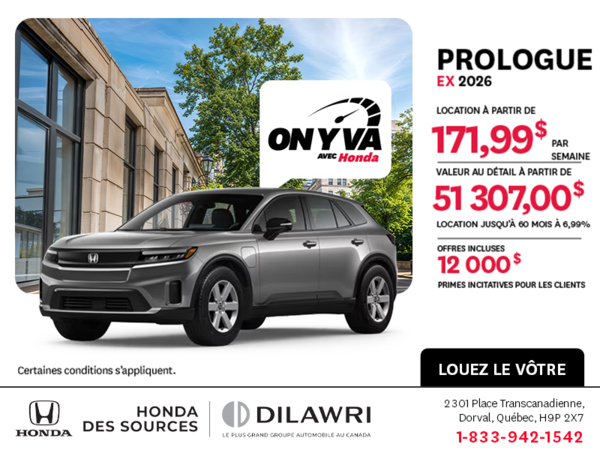 Obtenez la Honda Prologue 2026 !