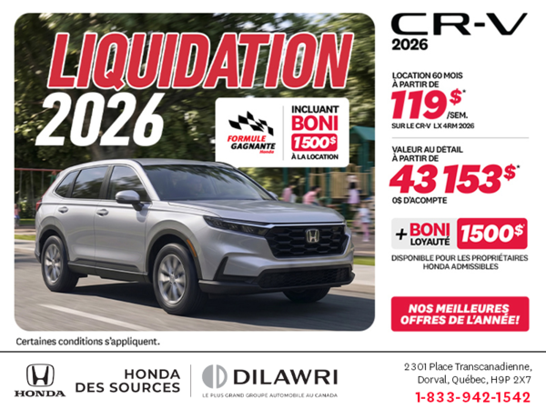 Obtenez la Honda CR-V 2026!