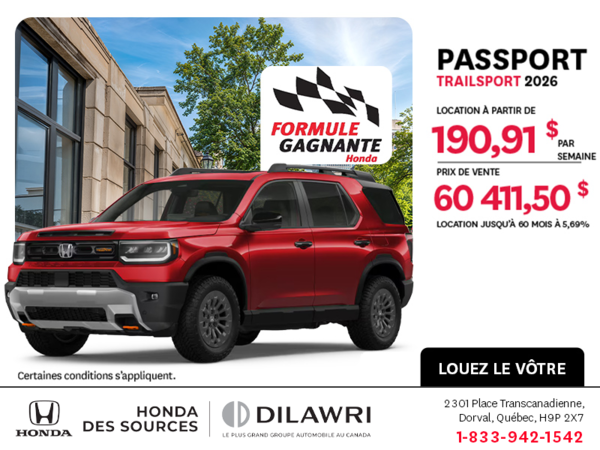 Obtenez la Honda Passport 2026 !