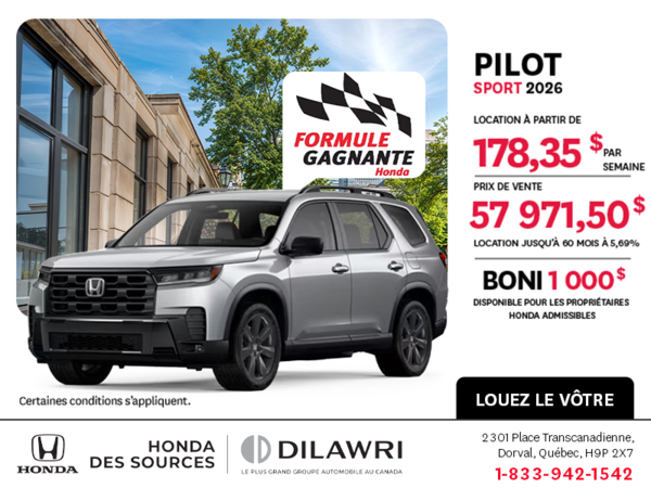 Obtenez la Honda Pilot 2026 !