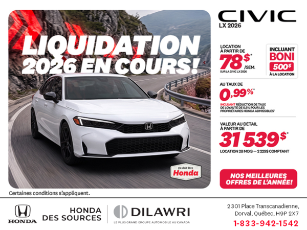 Obtenez la Honda Civic 2026 !
