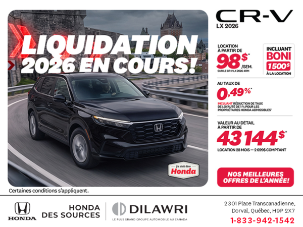 Obtenez la Honda CR-V 2026!