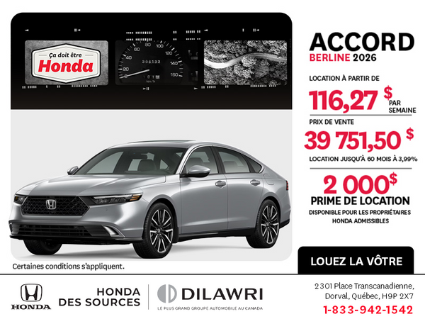 Obtenez la Honda Honda Accord 2026!