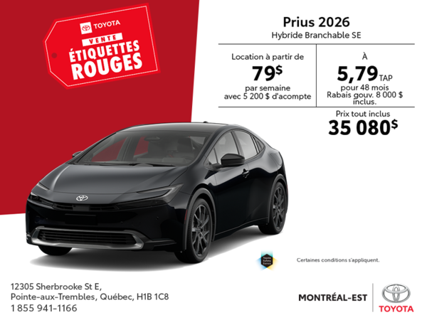 Toyota Prius Hybride Branchable 2026