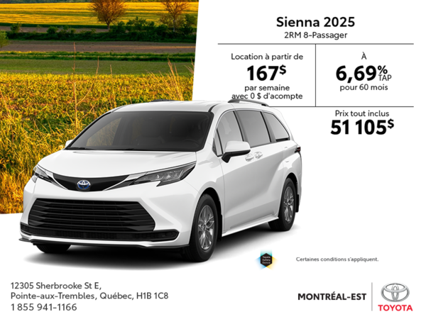 Toyota Sienna Hybride 2025