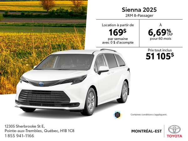 Toyota Sienna Hybride 2025