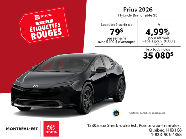 Toyota Prius Hybride Branchable SE 2026
