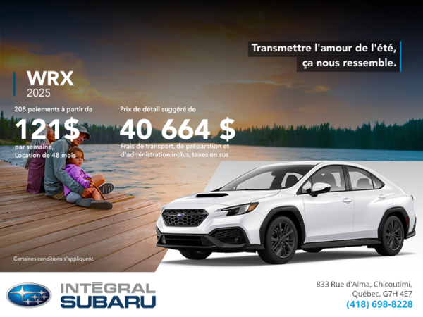 Procurez-vous la WRX 2025!
