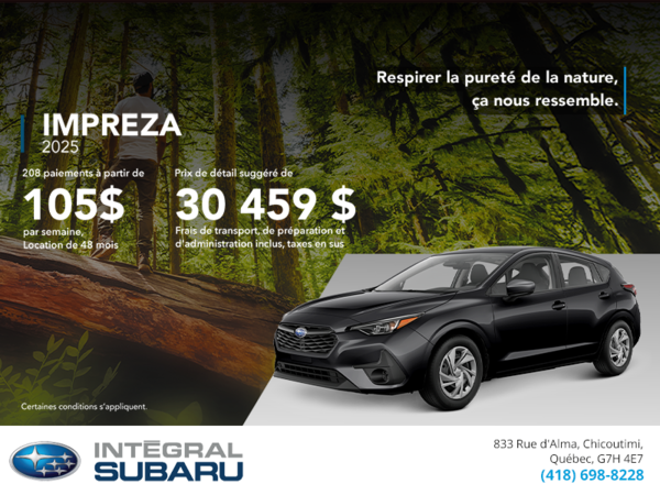 Procurez-vous la Impreza 2025!