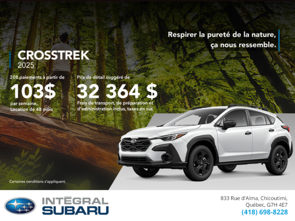 Procurez-vous le Crosstrek 2025!