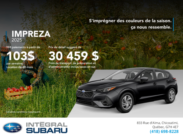 Procurez-vous la Impreza 2025!