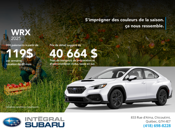 Procurez-vous la WRX 2025!