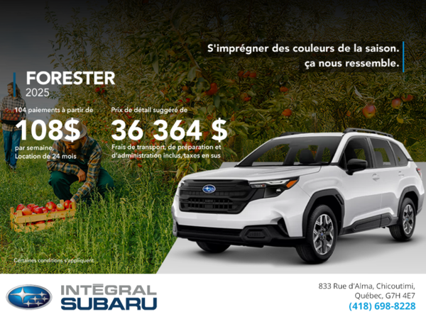 Procurez-vous le Forester 2025!