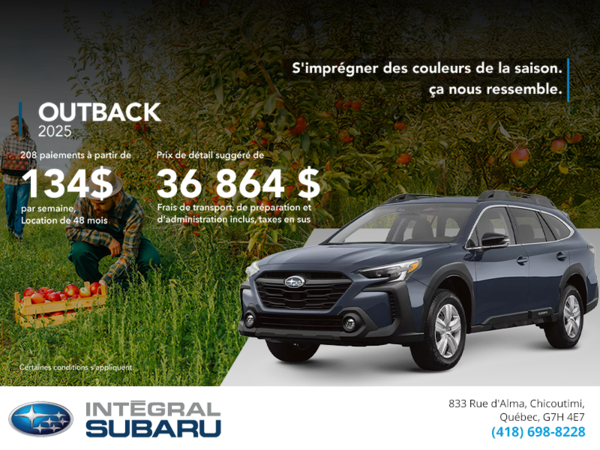 Procurez-vous le Outback 2025!