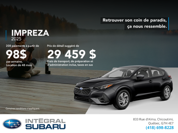 Procurez-vous la Impreza 2025!