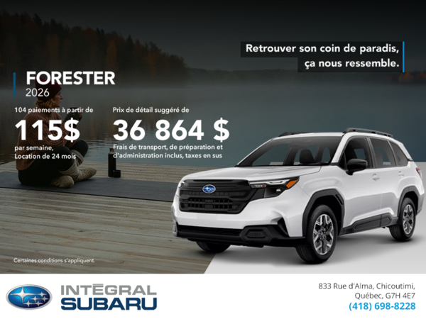 Procurez-vous le Forester 2026!