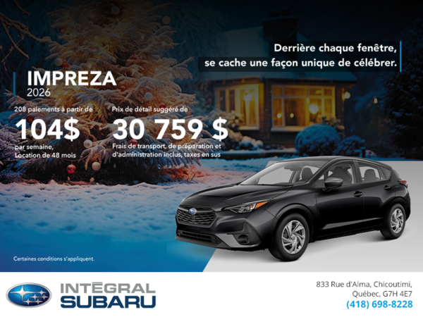 Procurez-vous la Impreza 2026!