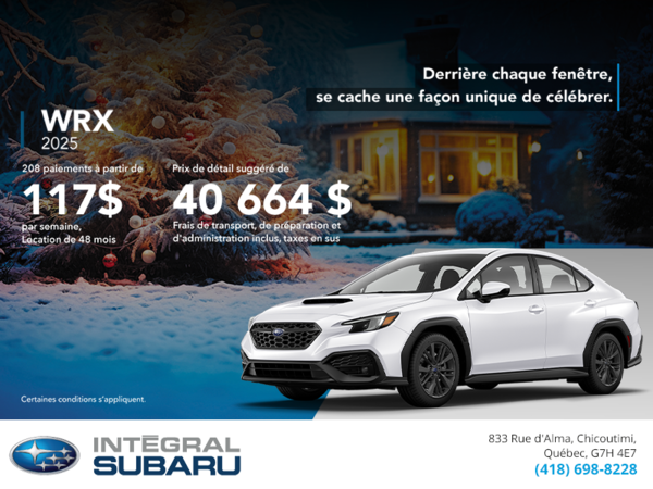 Procurez-vous la WRX 2025!