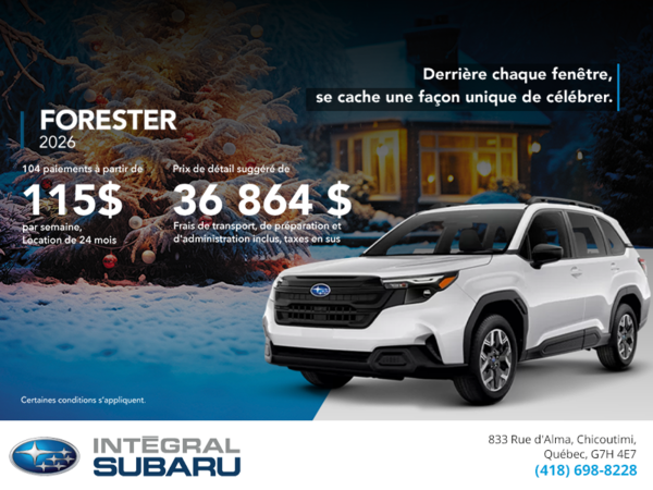 Procurez-vous le Forester 2026!