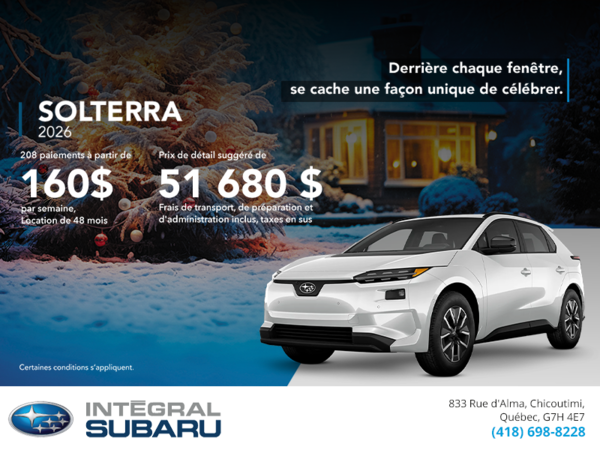 Procurez-vous le Solterra 2026!
