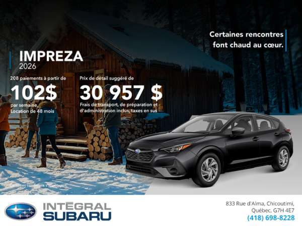 Procurez-vous la Impreza 2026!