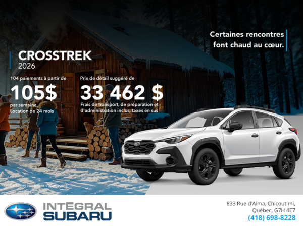 Procurez-vous le Crosstrek 2026!
