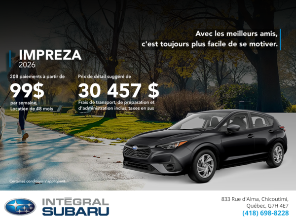 Procurez-vous la Impreza 2026!