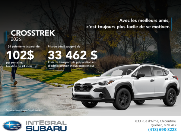 Procurez-vous le Crosstrek 2026!