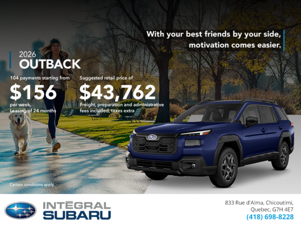 Get the 2026 Outback today!