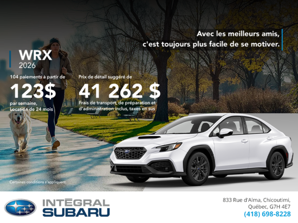 Procurez-vous la WRX 2026!