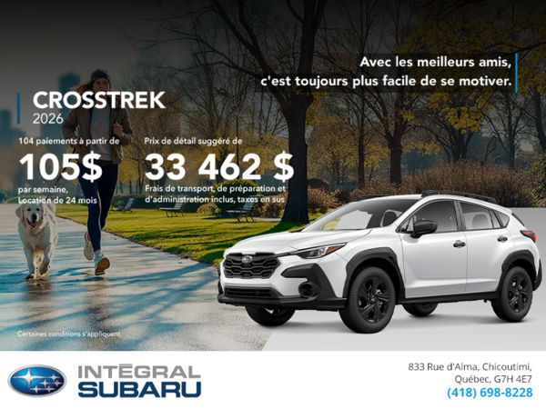 Procurez-vous le Crosstrek 2026!
