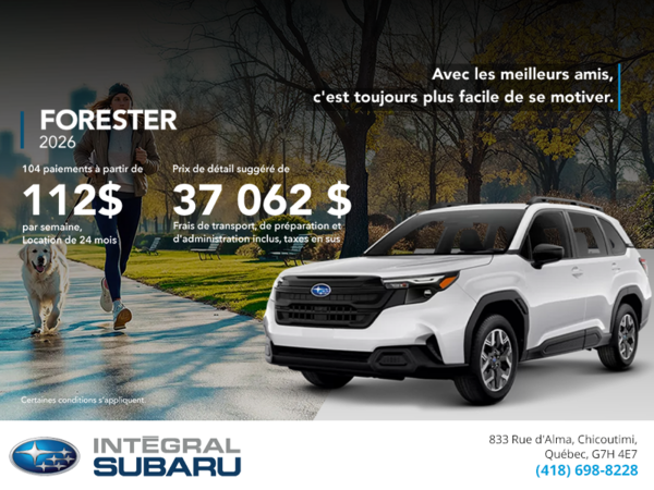 Procurez-vous le Forester 2026!