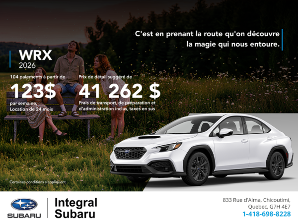 Procurez-vous la WRX 2026!