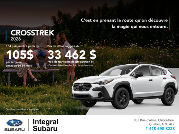 Procurez-vous le Crosstrek 2026!