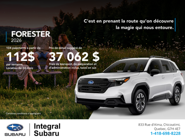 Procurez-vous le Forester 2026!