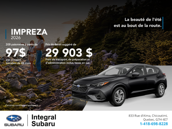 Procurez-vous la Impreza 2026!