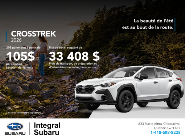 Procurez-vous le Crosstrek 2026!