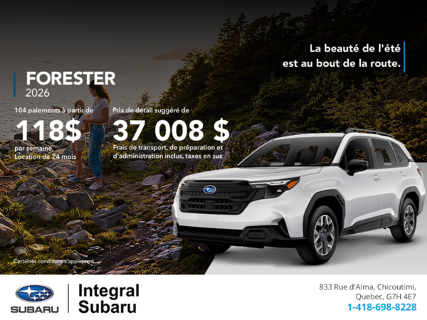 Procurez-vous le Forester 2026!