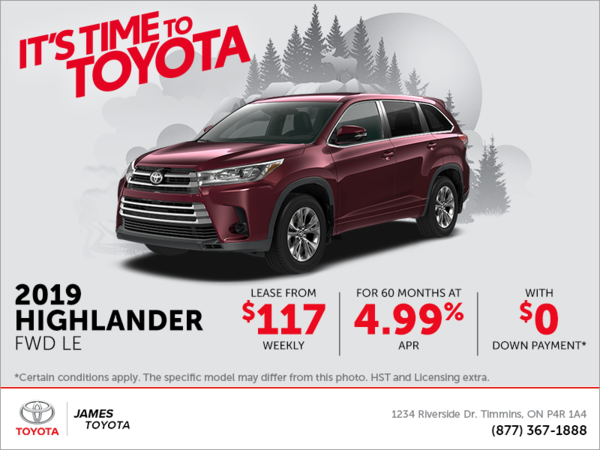 Toyota Highlander Lease >> 2019 Toyota Highlander James Toyota Toyota Highlander Lease >> 2019 Toyota Highlander James Toyota