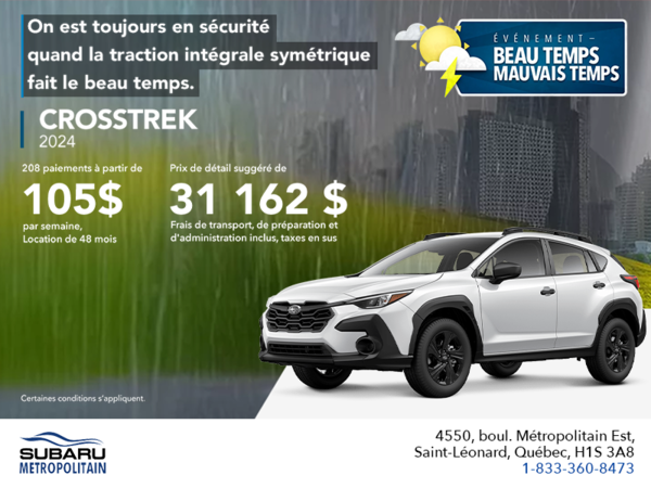 Procurez-vous le Crosstrek 2024!