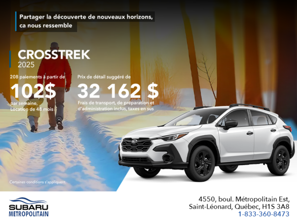 Procurez-vous le Crosstrek 2025!