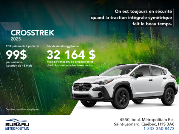 Procurez-vous le Crosstrek 2025!