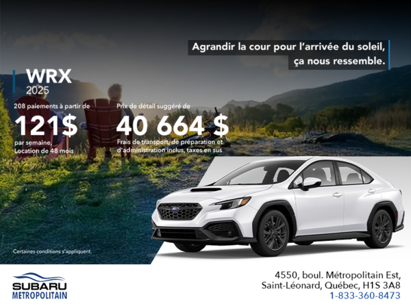 Procurez-vous la WRX 2025!
