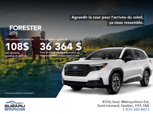 Procurez-vous le Forester 2025!